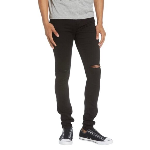 Monfrere Jeans Men’s Size 30 Black Greyson Skinny Fit‎ Stretch Ripped NWT - Picture 1 of 12